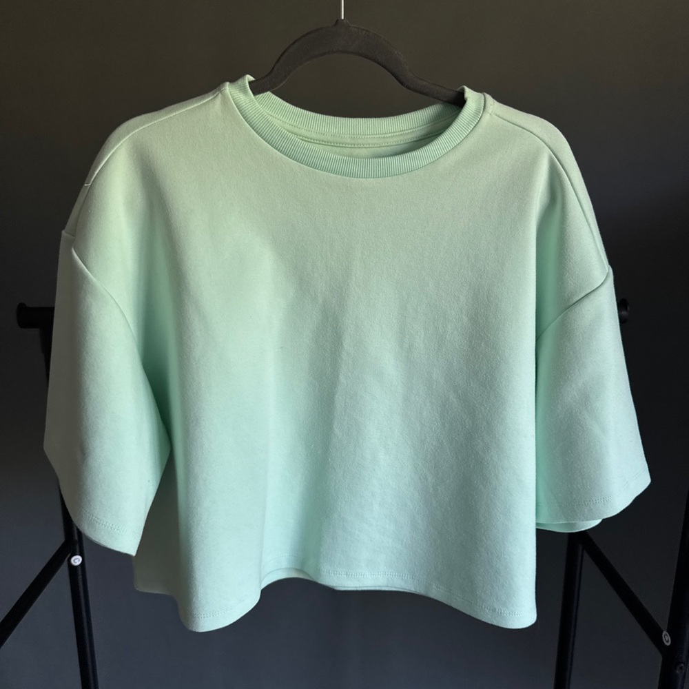 Lee Mint Crop Size L Sweatshirt 3/4 Sleeve Boxy Fit